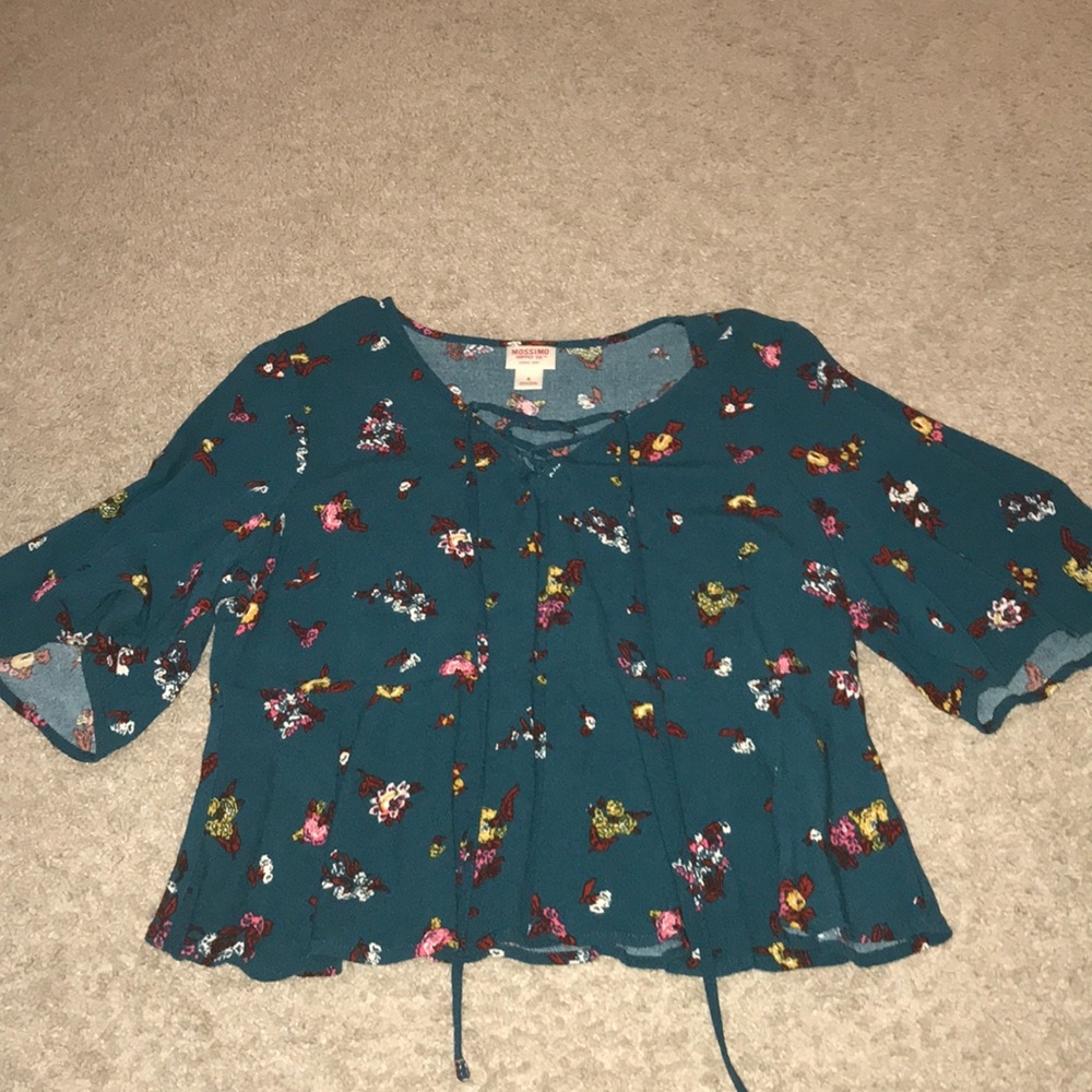 Cute Dark Green Flowy Short with Floral detail